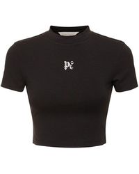 Palm Angels - T-shirt in misto cotone monogram pa - Lyst