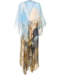 Roberto Cavalli - Printed Silk Midi Kaftan Dress - Lyst