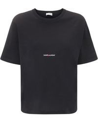 Saint Laurent Camiseta con logo estampado - Negro