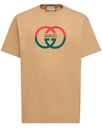 Gucci - Logo-print Ribbed-trim Cotton-jersey T-shirt - Lyst