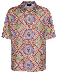 Etro - Printed Silk Short Sleeve Bowling Shirt - Lyst