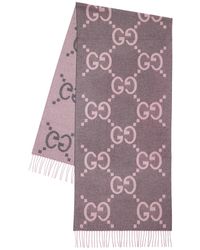 Gucci - Grey & Pink Cashmere Jacquard gg Scarf - Lyst