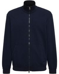 Brioni - Zipped Stretch Cotton Sweatshirt - Lyst