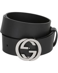 Gucci Cinturón De Piel Con Hebilla Gg 37mm - Negro