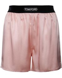 Tom Ford Logo Silk Satin Mini Shorts - Pink