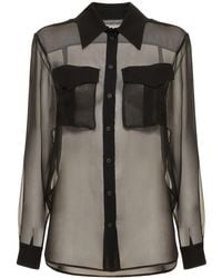 Alberta Ferretti - Sheer Silk Chiffon Shirt W/High Pockets - Lyst