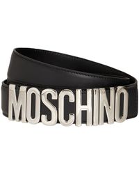 Moschino 3,5cm Breiter Ledergürtel Mit Logo - Schwarz