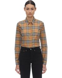 Burberry Hemd Aus Baumwollpopeline Mit Karos - Natur