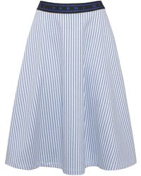 Marni - Striped Cotton Blend Flared Midi Skirt - Lyst