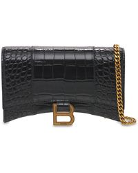Balenciaga - Hourglass Embossed Leather Chain Wallet - Lyst