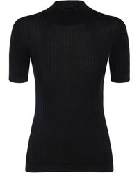 Versace - Wool Rib Knit Turtleneck Top - Lyst