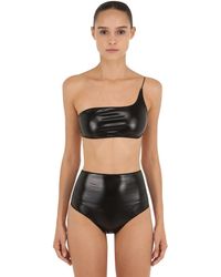 Oséree Einschultriger Bikini Aus Latex - Schwarz
