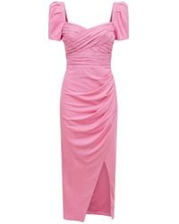 Self-Portrait - Vestido Midi Iris De Viscosa Stretch - Lyst