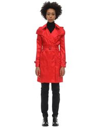 Burberry Kensington Hooded Nylon Trench Coat - Red