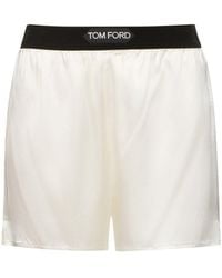 Tom Ford - Shorts mini de satén de seda con logo - Lyst