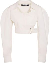 Jacquemus - La Chemise Obra Cotton Poplin Crop Shirt - Lyst