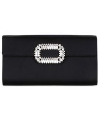 Roger Vivier Umschlagsclutch Aus Seidensatin - Schwarz