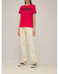 Moschino T-shirt En Jersey De Coton À Logo Couture - Rouge
