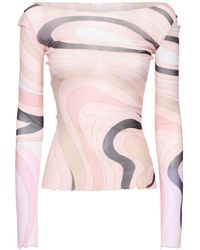 Emilio Pucci - Printed Tulle Long Sleeved Top - Lyst