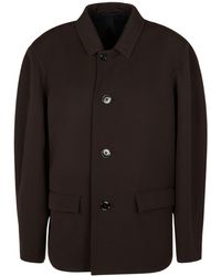 Lemaire - Manteau boutonné en laine et lin - Lyst