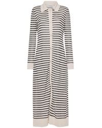 Max Mara - Nine Striped Linen Long Sleeve Dress - Lyst