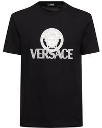 Versace - T-shirt Aus Baumwolljersey Mit Logo "" - Lyst