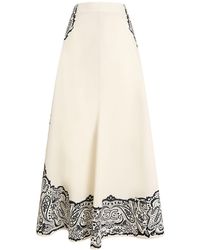 Chloé - Printed Cotton Poplin Long Skirt - Lyst