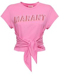 Isabel Marant - Camiseta de algodón con logo estampado - Lyst