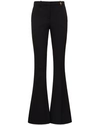 Versace - Wool Crepe Mid Rise Flared Pants - Lyst