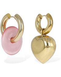 Timeless Pearly - Heart & Disc Mismatched Earrings - Lyst