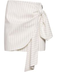 MSGM - Pinstriped Wool Mini Skirt W/Bow - Lyst