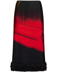 Jil Sander - Printed Shiny Viscose Blend Midi Skirt - Lyst
