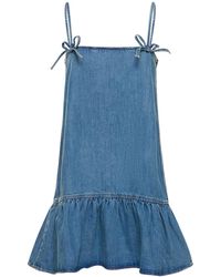 Ganni - Bow-embellished Mini Dress - Lyst