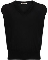 AURALEE - Silk & Cashmere Knit V-neck Vest - Lyst