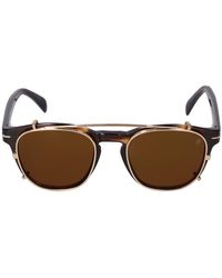 David Beckham Db Round Acetate Clip-on Sunglasses - Brown