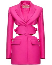 Valentino - Wool & Silk Crepe Bow Sides Mini Dress - Lyst