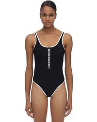 Burberry Vertical Logo One-piece Swimsuit - Black