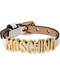 Moschino - Bracciale in pelle con logo - Lyst