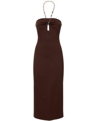 The Attico - Chain Halter Neck Jersey Midi Dress - Lyst