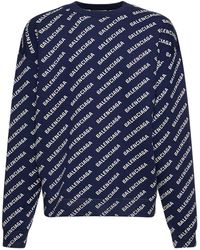 Balenciaga - All-over Logo Cotton Blend Sweater - Lyst