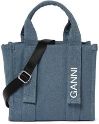Ganni - Small リサイクル素材デニムトートバッグ - Lyst