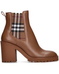 Burberry - Allostock Checked Leather Boots - Lyst