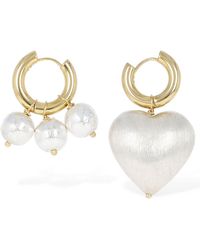 Timeless Pearly - Heart & Beads Mismatched Earrings - Lyst