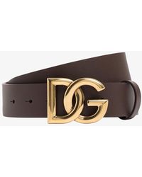 Dolce & Gabbana - Lux Leather Belt With Crossed Dg Logo - Lyst