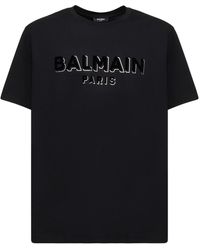 Balmain - Beflocktes Und Foliertes T-shirt Mit Logo - Lyst