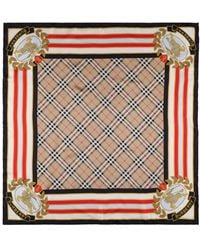 Burberry - Check Printed Silk Square Scarf - Lyst
