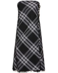 Burberry - Wool Knit Strapless Midi Dress - Lyst