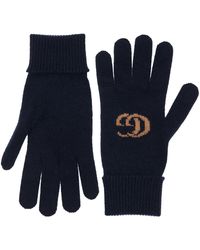 Gucci Gg Cashmere & Wool Gloves - Blue