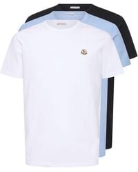 Moncler - ロゴパッチ付き コットンtシャツ 3枚セット - Lyst