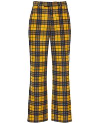 Gucci Pantalones de algodón tartán - Amarillo